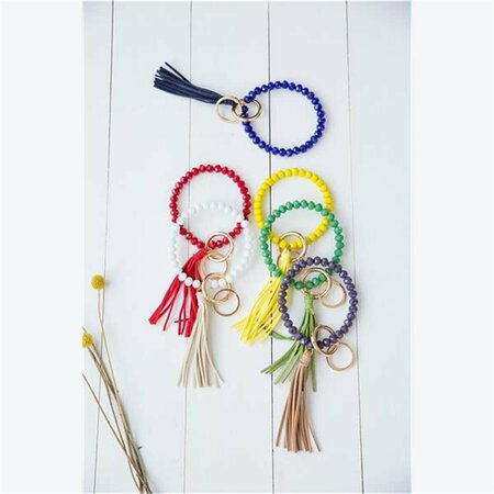 YOUNGS Glass Bead Key Ring, Assorted Color - 6 Piece 42032